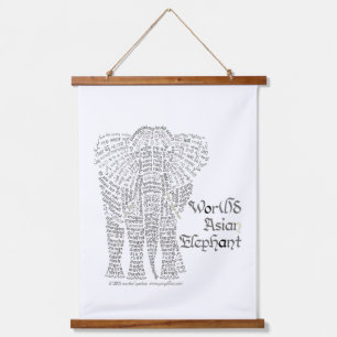 World Word Asian Elephant Tapestry