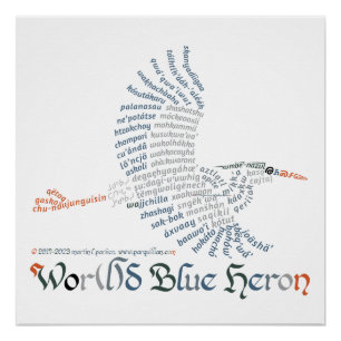 World Word Blue Heron Poster