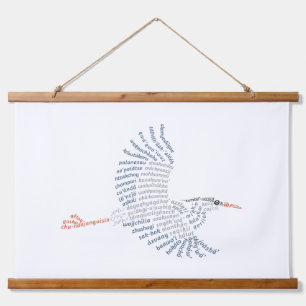 World Word Blue Heron Tapestry
