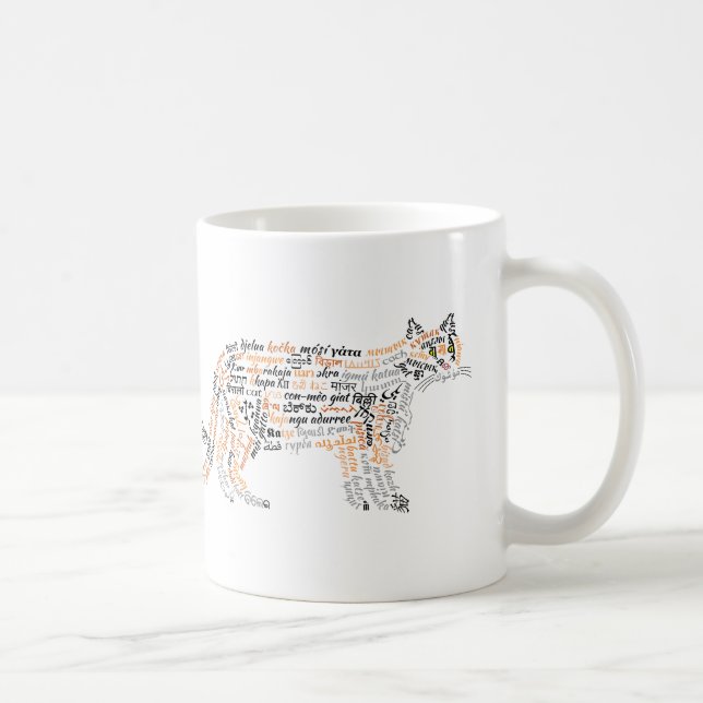World Word Calico Cat Mug (Right)