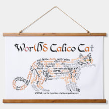 World Word Calico Cat Tapestry