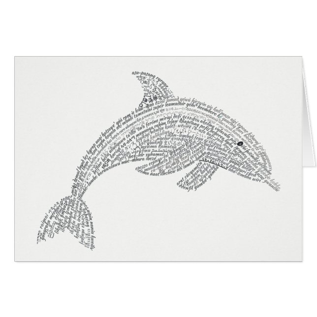 World Word Dolphin Card (Front Horizontal)