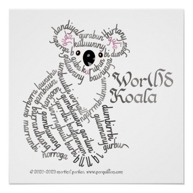 World Word Koala Poster (Front)