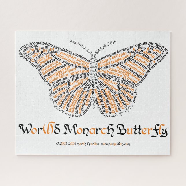World Word Monarch Butterfly Puzzle (Horizontal)