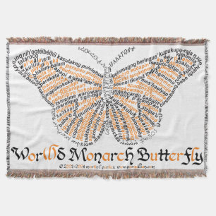 World Word Monarch Butterfly Throw Blanket