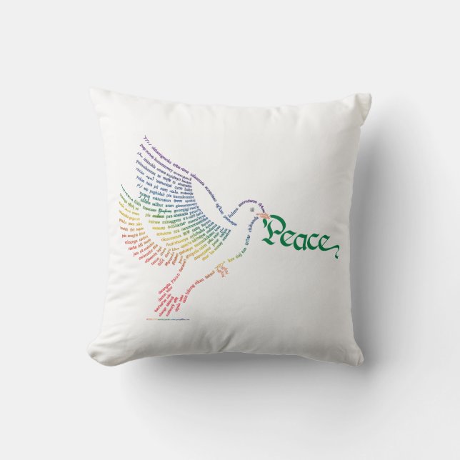 World Word Peace Dove Pillow (Front)