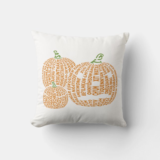 World Word Pumpkin Pillow (Front)