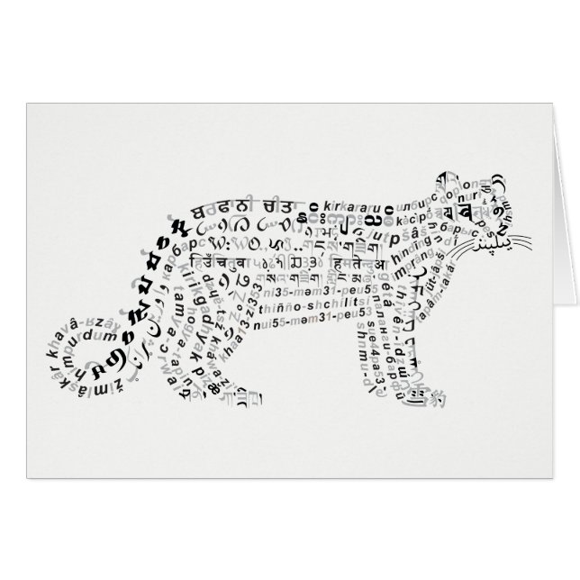 World Word Snow Leopard Card (Front Horizontal)