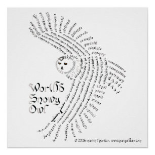 World Word Snowy Owl Poster