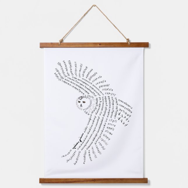 World Word Snowy Owl Tapestry (Front)