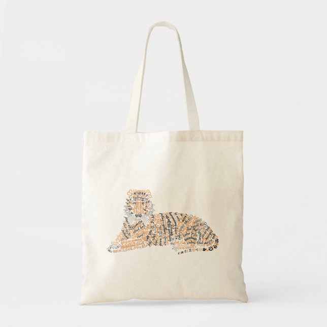 World Word Tiger Tote Bag (Front)