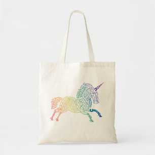 World Word Unicorn Tote Bag - Bright Rainbow