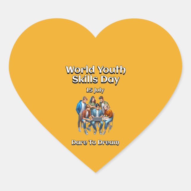 World Youth Skills Day. Dare to Dream. Heart Sticker (Front)