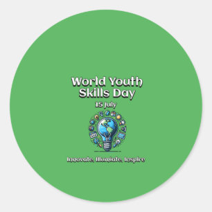World Youth Skills Day. Illuminate and Inspire. Classic Round Sticker