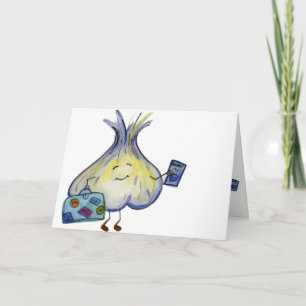 Worldly Garlic, blank greeting card