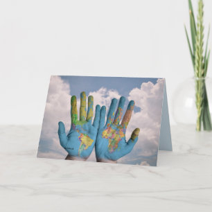 Worldly hands greeting card