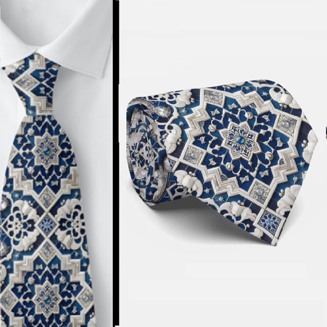 Worldly Luxury Businessman  | Blue Moroccan Tile  Tie (Creator Uploaded)