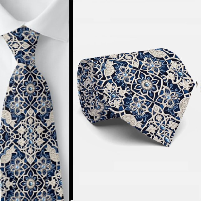 Worldly Luxury Businessman  | Blue Moroccan Tile  Tie (Creator Uploaded)