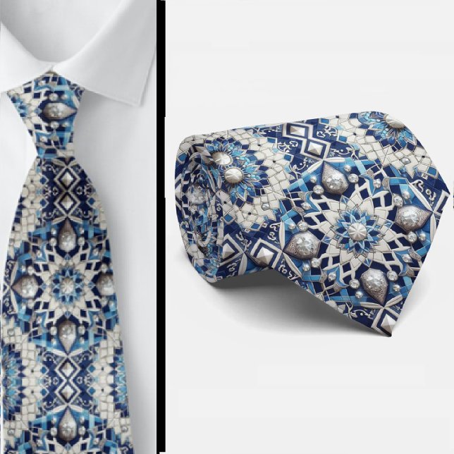 Worldly Luxury Businessman  | Blue Moroccan Tile  Tie (Creator Uploaded)