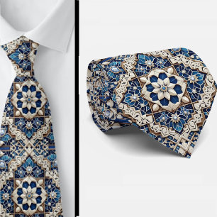 Worldly Luxury Businessman    Blue Moroccan Tile  Tie