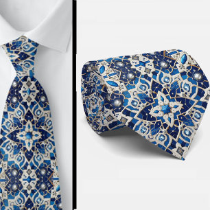 Worldly Luxury Businessman    Blue Moroccan Tile  Tie