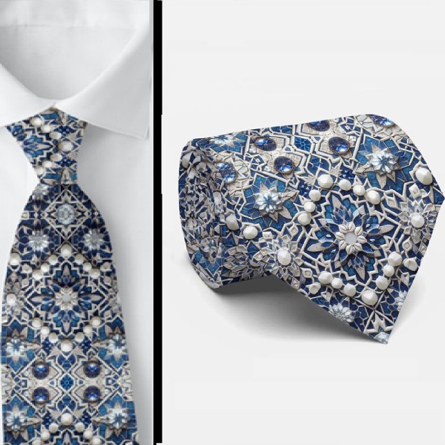 Worldly Luxury Businessman  | Blue Moroccan Tile  Tie (Creator Uploaded)