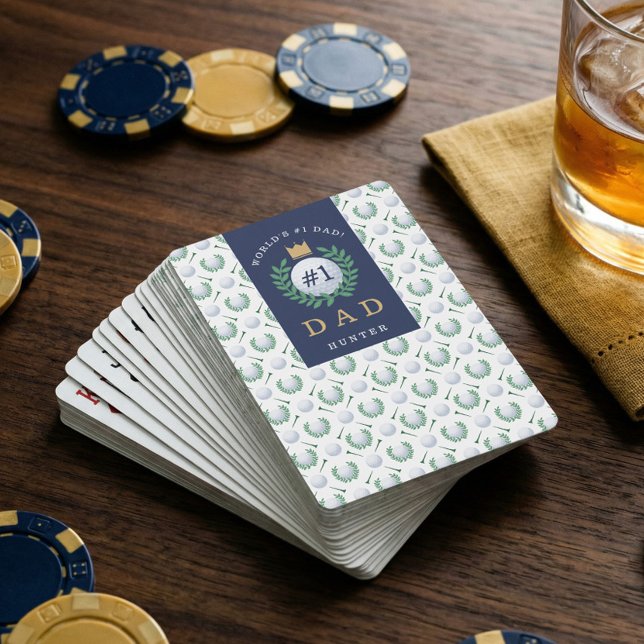 World's #1 Dad Prestigious Royal Crown Golf Ball Playing Cards (World's #1 Golf Dad Fun Personalized Gift for Dad Poker Cards)