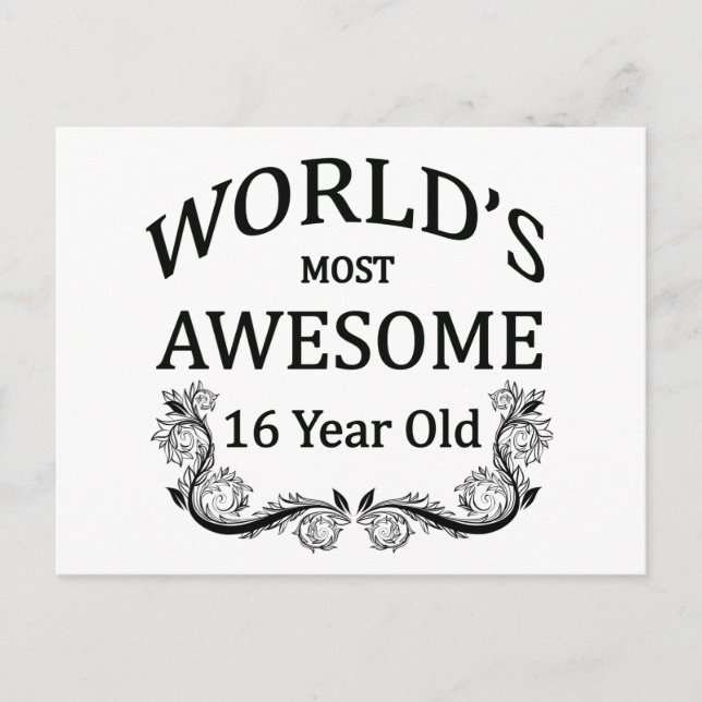 World's Best 16 Year Old Postcard (Front)