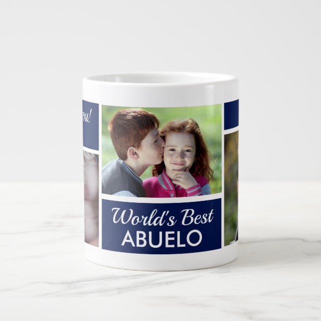 World's Best Abuelo Photo Collage Giant Coffee Mug (Front)