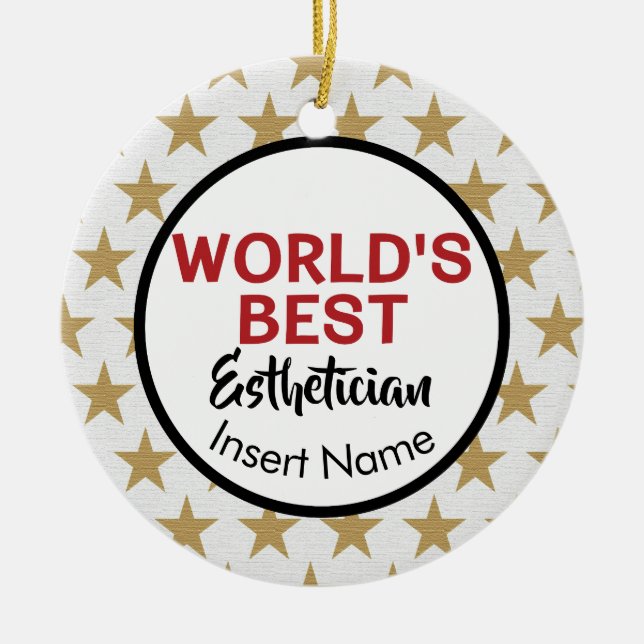 World's best aesthetician ceramic ornament (Front)