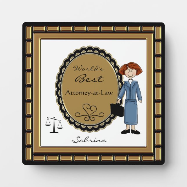World's Best Attorney Female Plaque (Front)