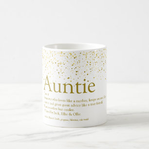 World's Best Aunt, Auntie Definition Gold Glitter Coffee Mug