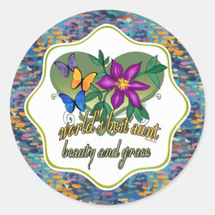 World's Best Aunt Beauty and Grace Classic Round Sticker