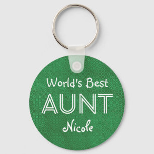 World's Best AUNT Custom Green Gift Item 10 Key Ring