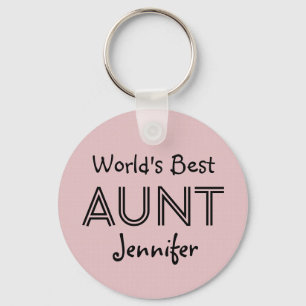 World's Best AUNT Custom Name Pink Gift Item 02 Key Ring