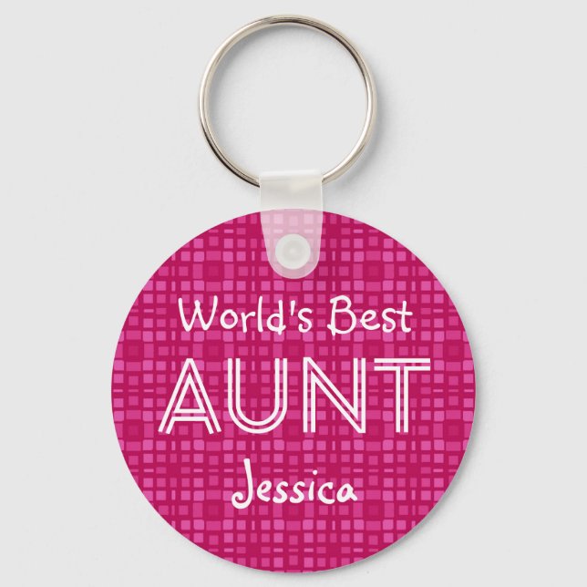 World's Best AUNT Custom Pink Gift Item 11 Key Ring (Front)