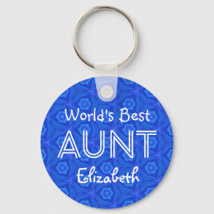 World's Best AUNT Custom Royal Blue Gift Item 12 Key Ring