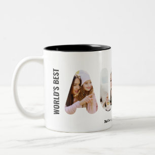 World's Best Aunt Custom Word Photo Collage Auntie Two-Tone Coffee Mug