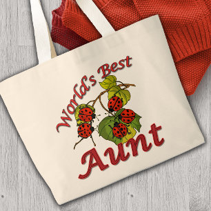 World's Best Aunt Ever Ladybug Large Tote Bag