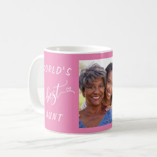 World's Best Aunt Personalised Photo Pink Coffee Mug