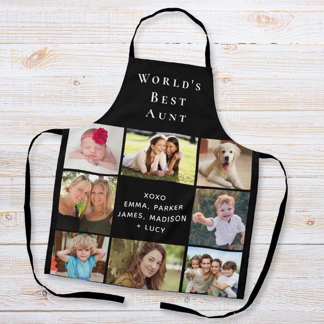 World's Best Aunt Photo Collage Black Apron (Creator Uploaded)