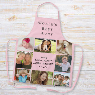 World's Best Aunt Photo Collage Pink Apron
