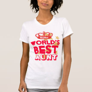World's Best AUNT Red Crown and Stars V07 T-Shirt
