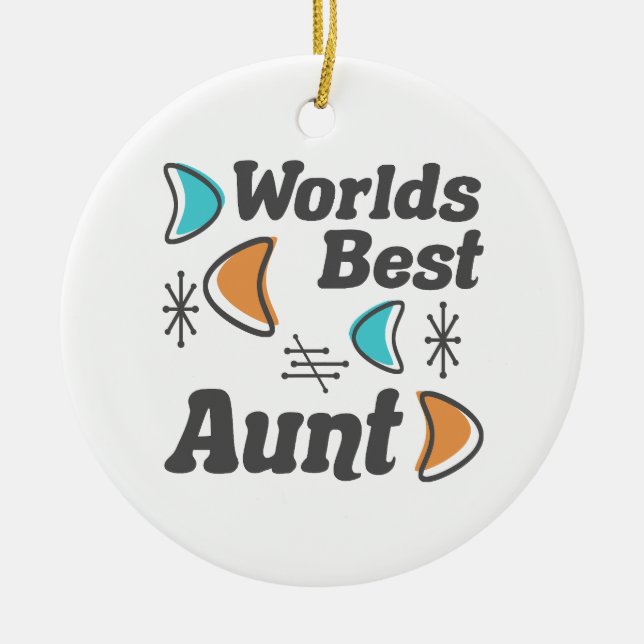 Worlds Best Aunt Retro Ceramic Ornament (Front)