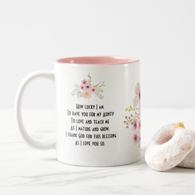 World's Best AUNTY MUG POEM, Personalised (With Donut)