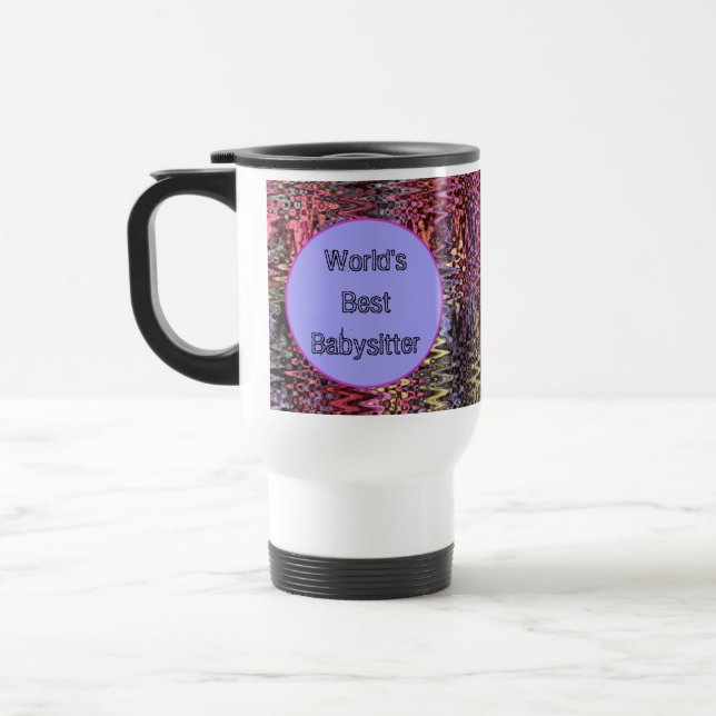Worlds Best Babysitter Bright Abstract Thank You Travel Mug (Left)