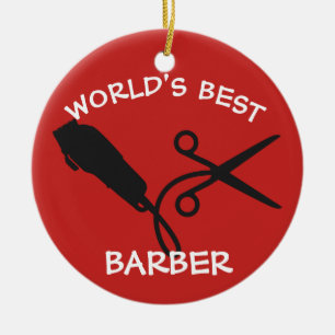 World's best barber clipper razor scissors ceramic ornament