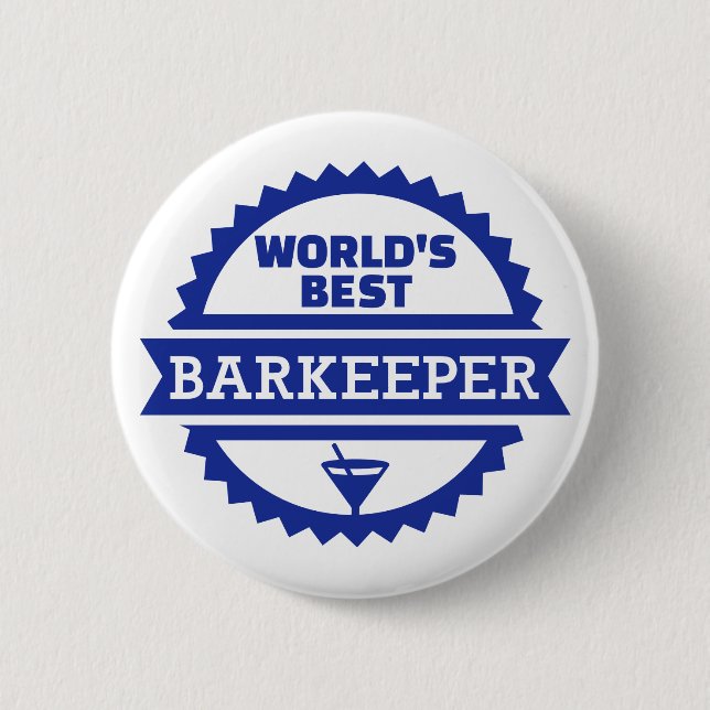World's best barkeeper bartender 6 cm round badge (Front)