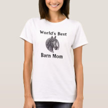Worlds Best Barn Mum Sketch Black White Horse