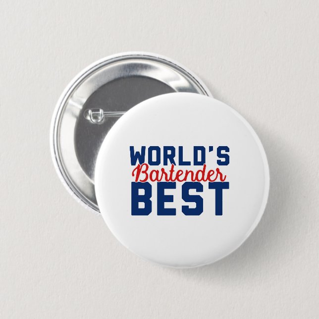 World's Best Bartender 6 Cm Round Badge (Front & Back)